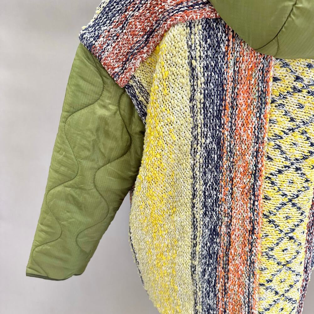 Pilcro Baja Knit & Quilted Puffer Liner Coat Size XS Boho Oversized Boxy - Picture 10 of 16